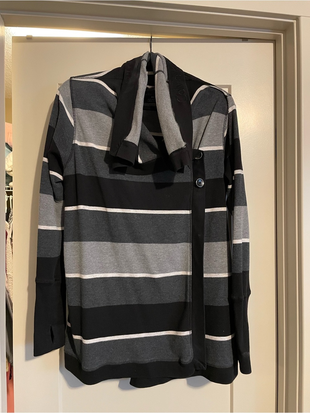 Calvin Klein Black, Gray & White Striped Sweater